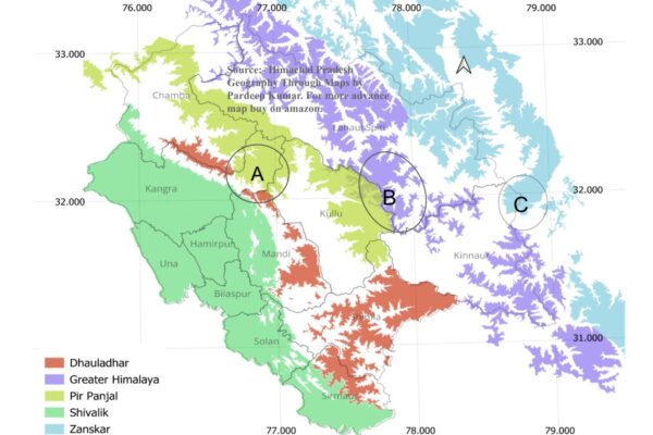 Map of Physiographic division of Himachal Pradesh