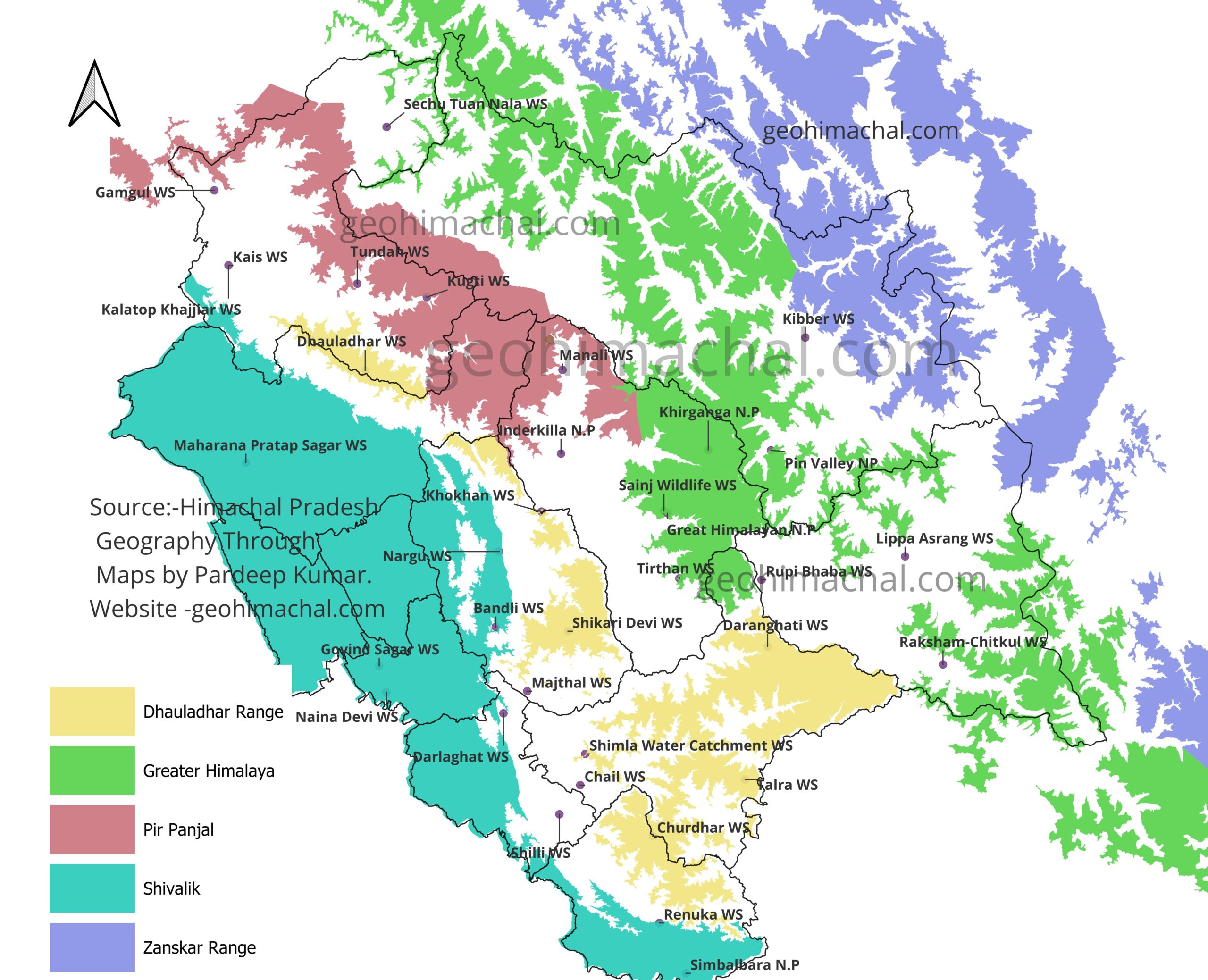 Map of wildlife sanctuaries of himachal pradesh