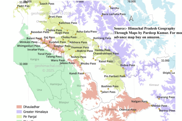 Map fo Important Passes of Himachal Pradesh