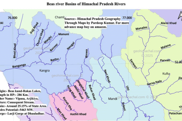 Beas River ,Himachal Pradesh, a Holistic Study. Beas river map