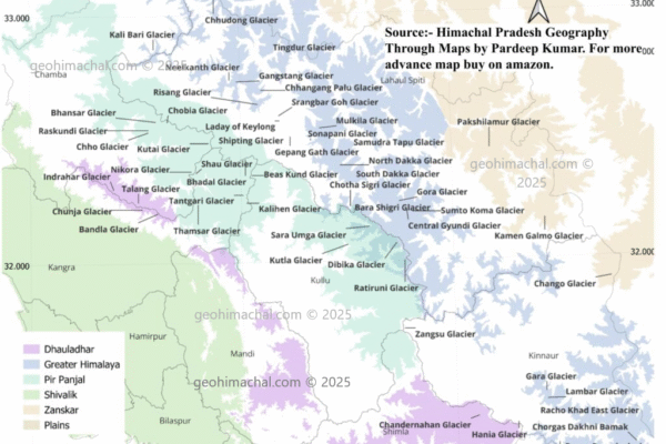 Map of Glaciers of Himachal Pradesh